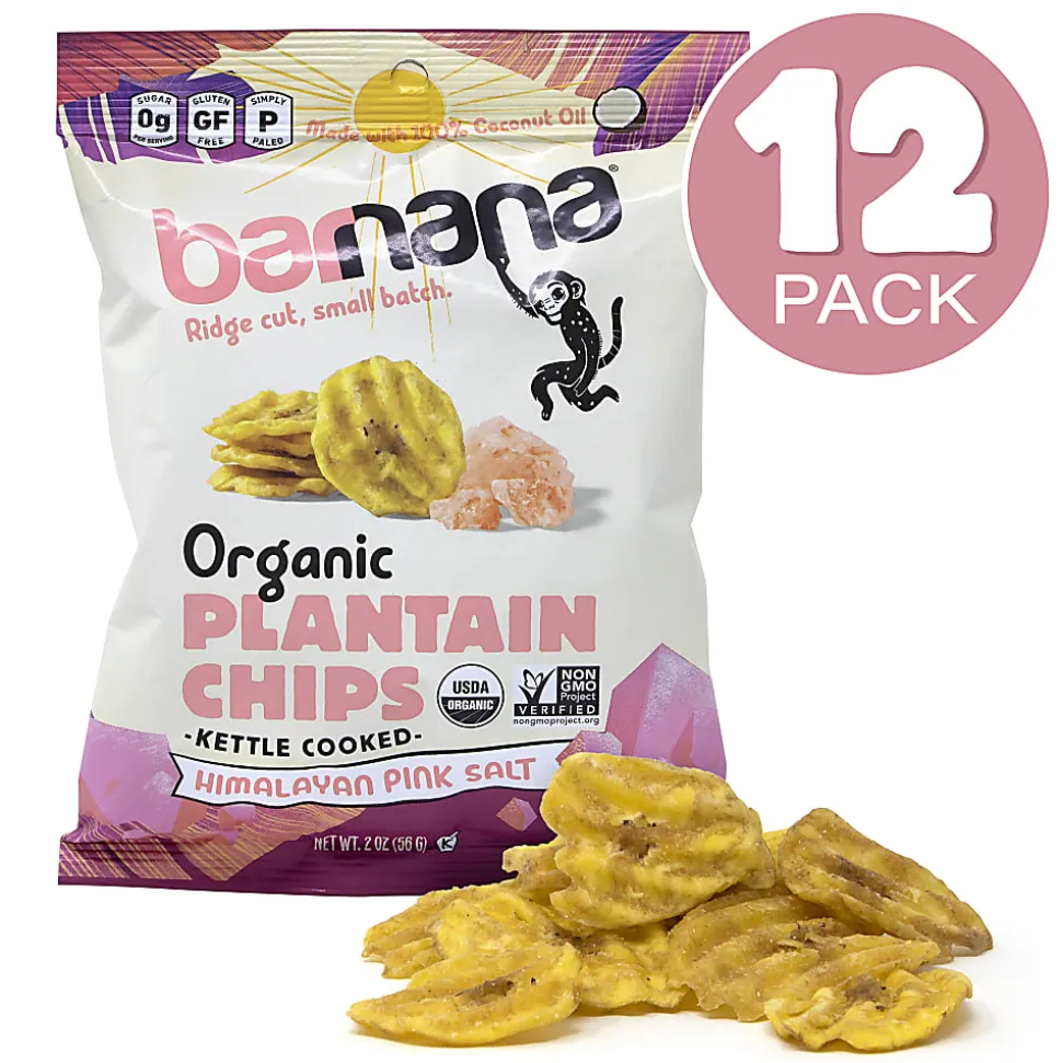 Barnana Himalayan Pink Sea Salt Plantain Chips, 2 Oz, Pack Of 12 Bags