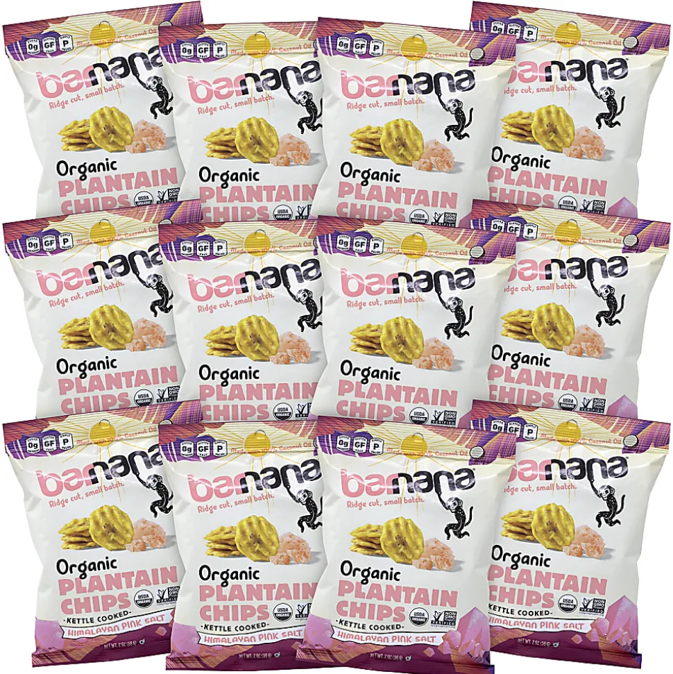 Barnana Himalayan Pink Sea Salt Plantain Chips, 2 Oz, Pack Of 12 Bags