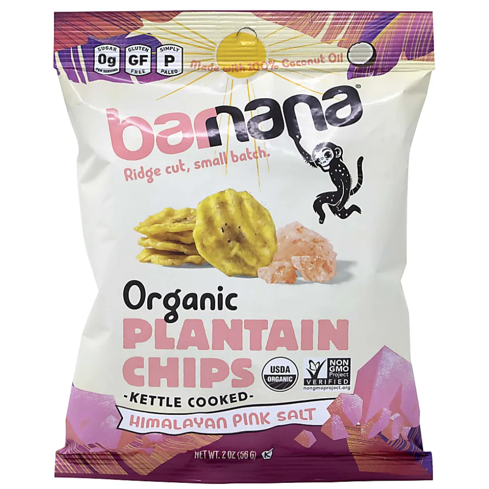 Barnana Himalayan Pink Sea Salt Plantain Chips, 2 Oz, Pack Of 12 Bags