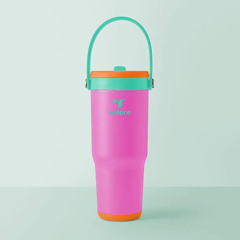 Base Brands Spill-Proof Tumbler With Handle, 24 Oz, Pink