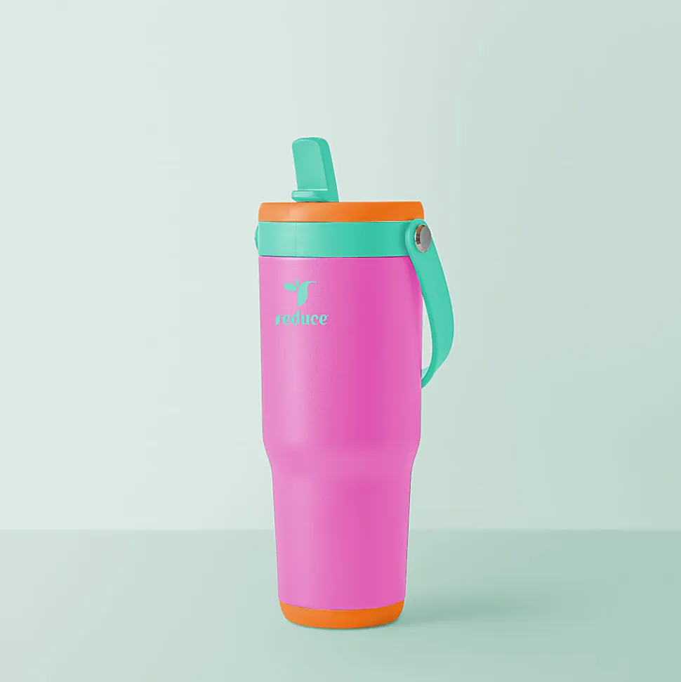 Base Brands Spill-Proof Tumbler With Handle, 24 Oz, Pink