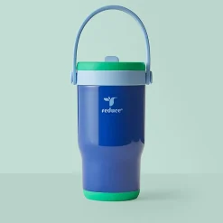Base Brands Spill-Proof Tumbler With Handle, 14 Oz, Blue