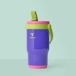 Base Brands Spill-Proof Tumbler With Handle, 14 Oz, Purple