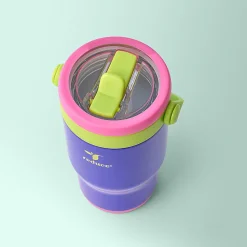 Base Brands Spill-Proof Tumbler With Handle, 14 Oz, Purple