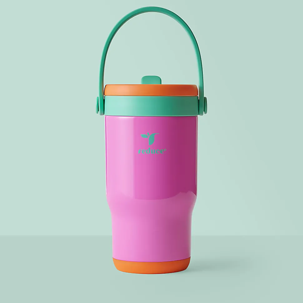 Base Brands Spill-Proof Tumbler With Handle, 14 Oz, Pink