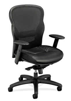 basyx by HON® VL701 Ergonomic Bonded Leather/Mesh High-Back Chair, Black