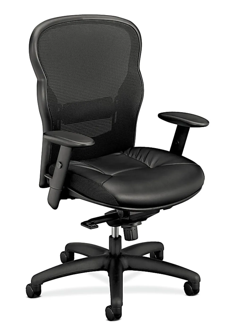 basyx by HON® VL701 Ergonomic Bonded Leather/Mesh High-Back Chair, Black