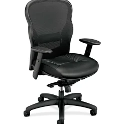 basyx by HON® VL701 Ergonomic Bonded Leather/Mesh High-Back Chair, Black
