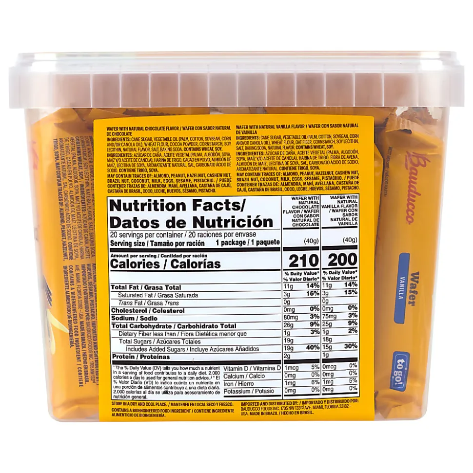 Bauducco Wafers, 1.4 Oz, Total Qty 20