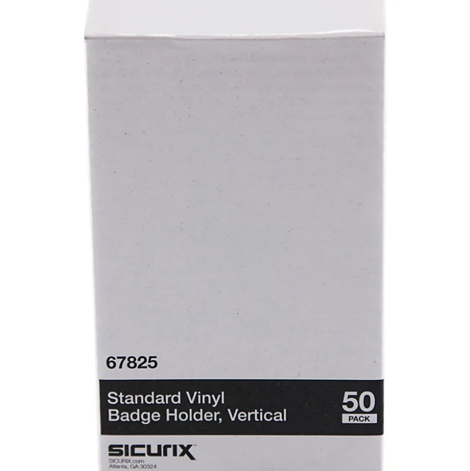 Baumgartens® Punched ID Badge Holders, 3-1/2" x 2-1/2", Vertical, Clear, Pack of 50