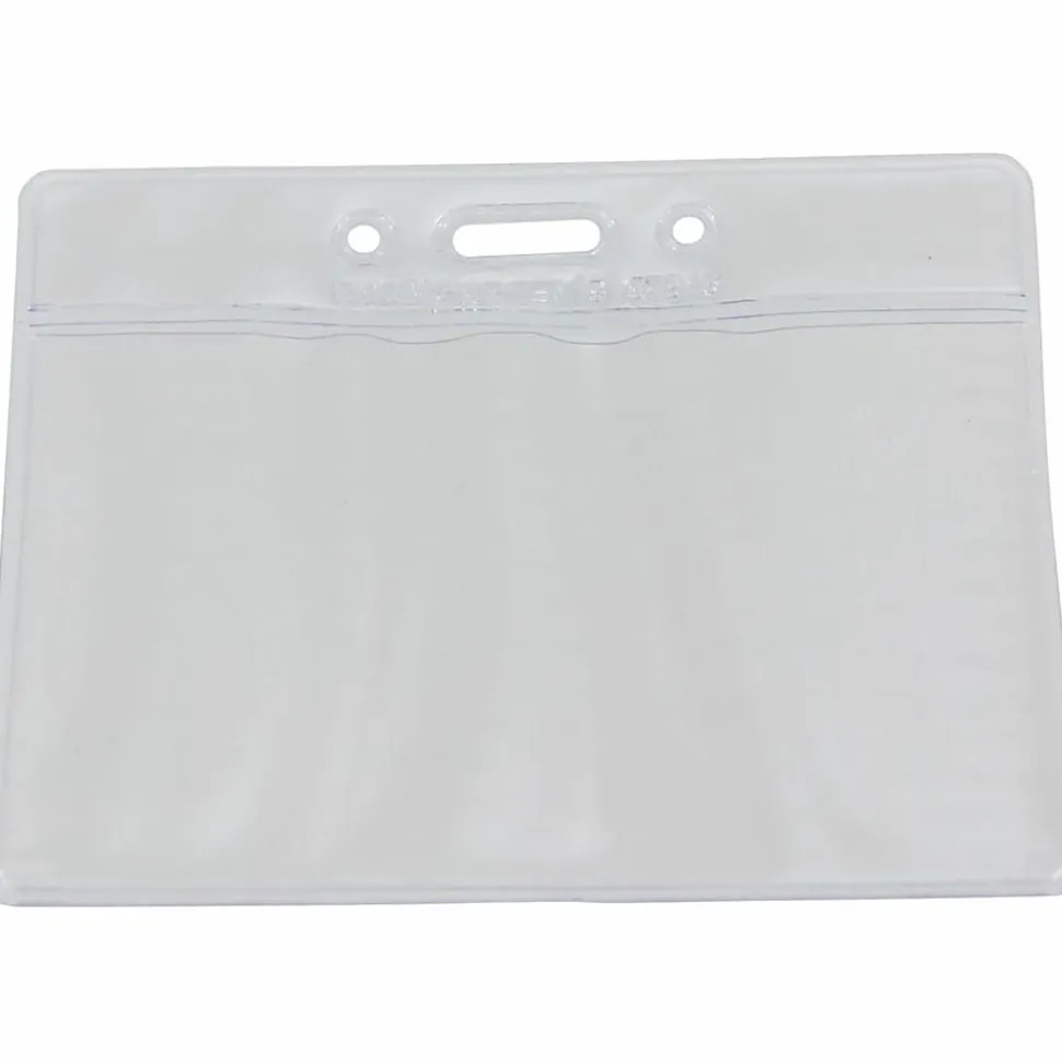 Baumgartens® Punched ID Badge Holders, 2 1/2"H x 3 1/2"W, Horizontal, Clear, Pack Of 50