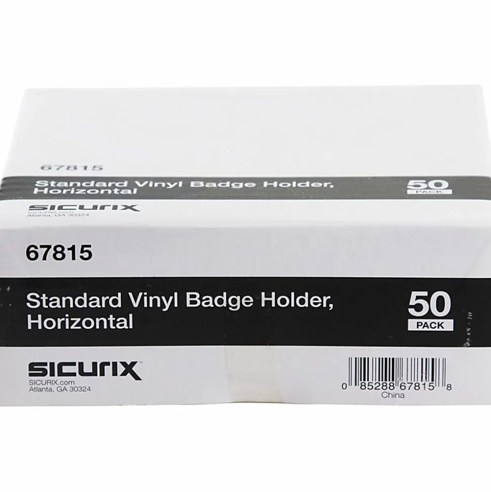 Baumgartens® Punched ID Badge Holders, 2 1/2"H x 3 1/2"W, Horizontal, Clear, Pack Of 50
