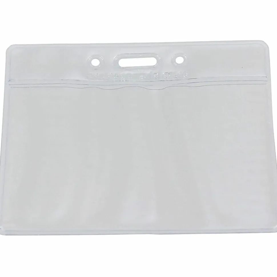 Baumgartens® Punched ID Badge Holders, 2 1/2"H x 3 1/2"W, Horizontal, Clear, Pack Of 50