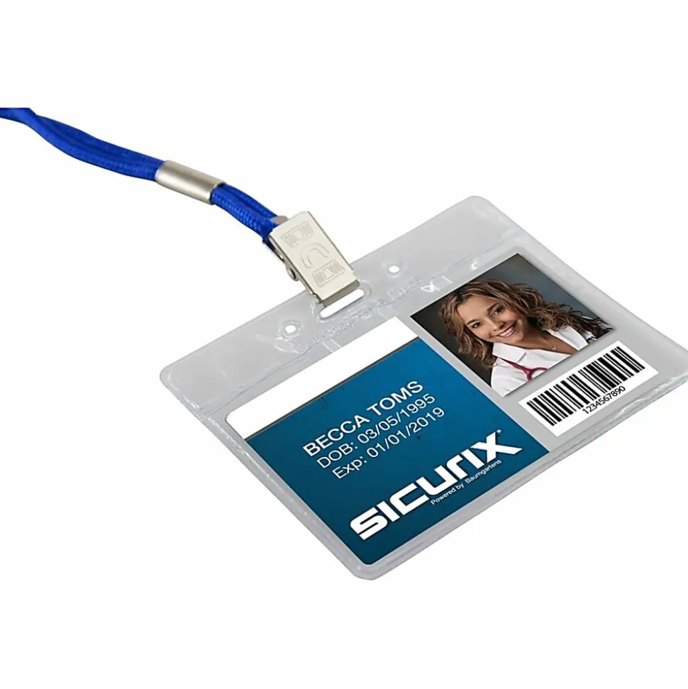 Baumgartens® Punched ID Badge Holders, 2 1/2"H x 3 1/2"W, Horizontal, Clear, Pack Of 50