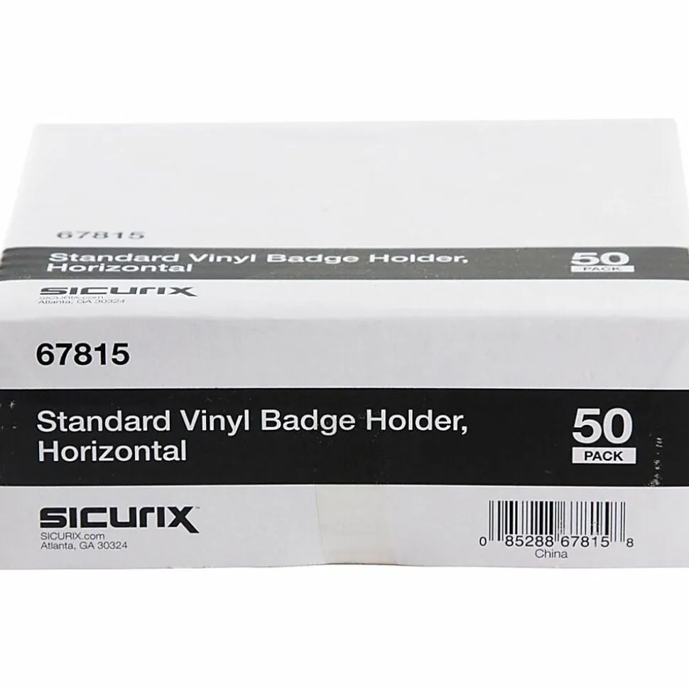 Baumgartens® Punched ID Badge Holders, 2 1/2"H x 3 1/2"W, Horizontal, Clear, Pack Of 50