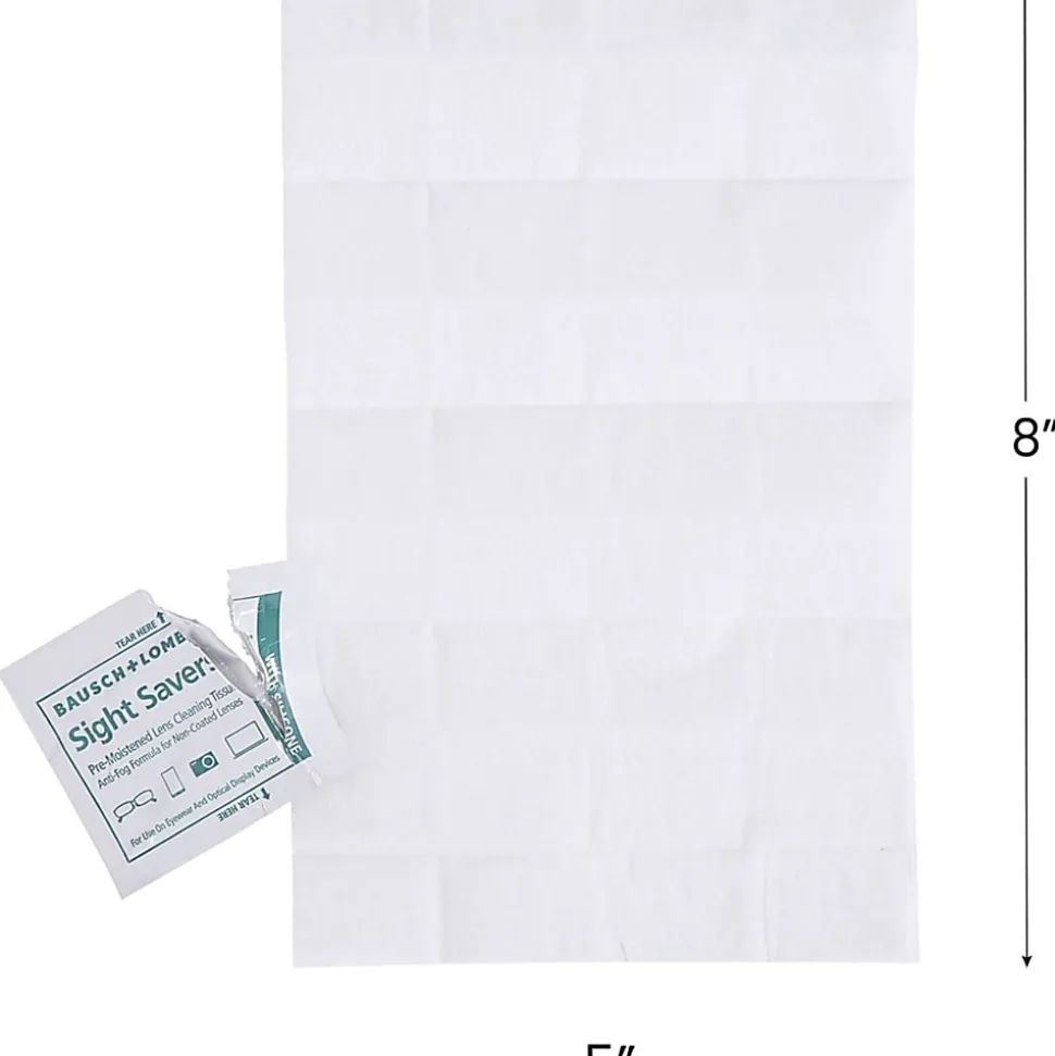 Bausch & Lomb Sight Savers Pre-Moistened Anti-Fog Tissues, 5 5/16" x 2 5/16", Case Of 100