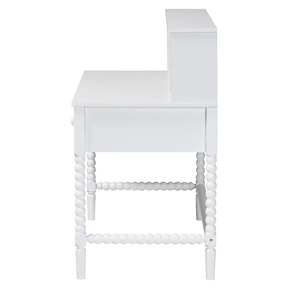 Baxton Studio 48"W Archwood Writing Desk With Hutch, White, Total Qty 1
