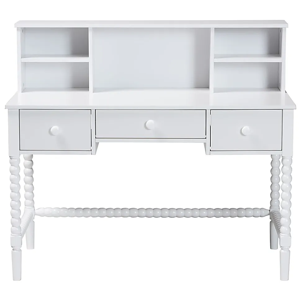 Baxton Studio 48"W Archwood Writing Desk With Hutch, White, Total Qty 1