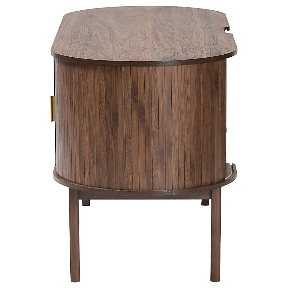 Baxton Studio 56"W HaYes Mid-Century Modern Oval Wood Writing Desk, Brown, Total Qty 1