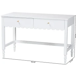 Baxton Studio 47"W Roni Modern Cottage Style Writing Desk With Drawers, White, Total Qty 1