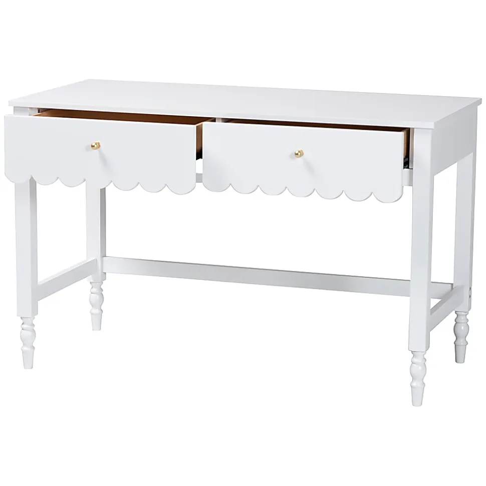 Baxton Studio 47"W Roni Modern Cottage Style Writing Desk With Drawers, White, Total Qty 1