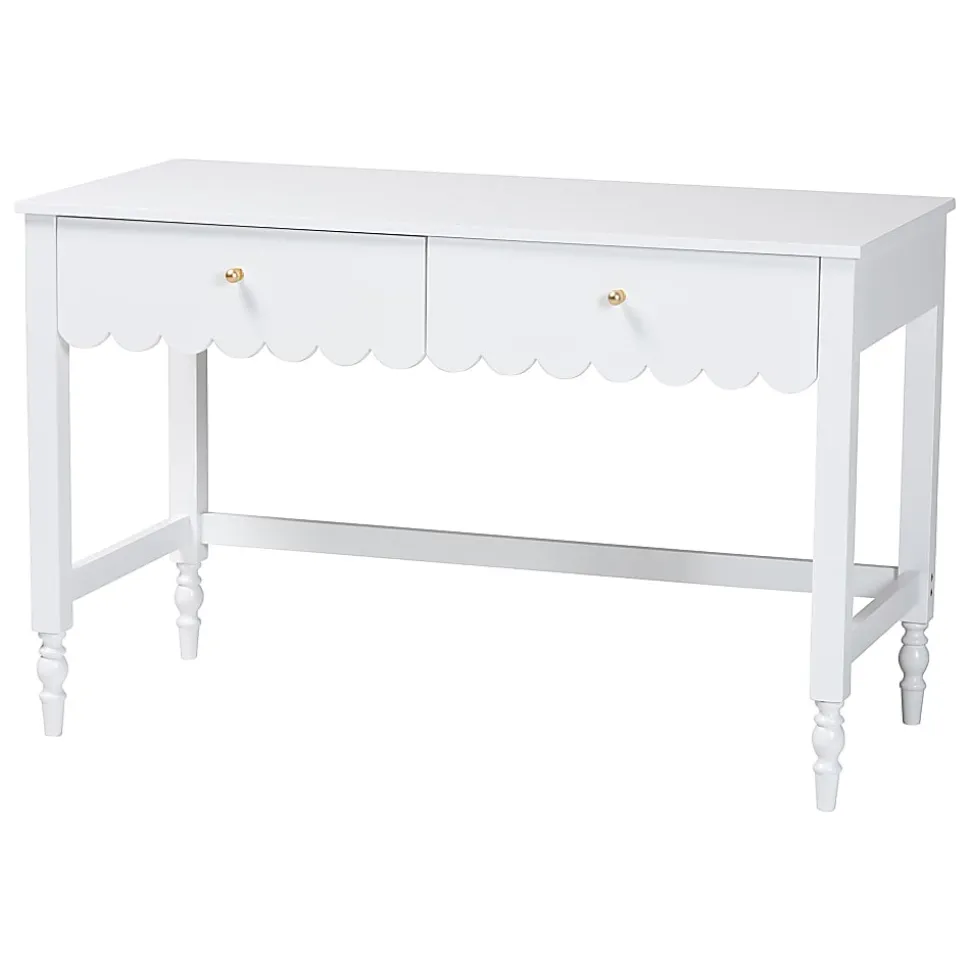 Baxton Studio 47"W Roni Modern Cottage Style Writing Desk With Drawers, White, Total Qty 1
