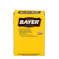Bayer® Aspirin, 2 Tablets Per Packet, Box Of 50 Packets