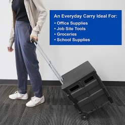 BAZIC Products Folding Cart On Wheels With Lid Cover, 18"H x 15"W x 16"D, Black/Gray