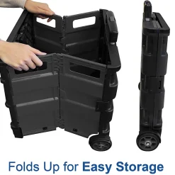 BAZIC Products Folding Cart On Wheels With Lid Cover, 18