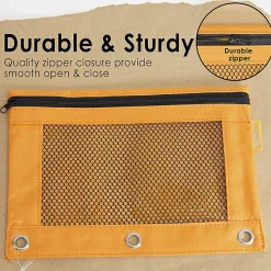 BAZIC Products 3-Ring Pencil Pouches with Mesh Windows, 9-13/16” x 7”, Retro Pastel, Pack Of 12 Pouches