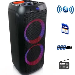 BeFree Sound Dual 8" Bluetooth Wireless Portable Party Speaker With Reactive Lights