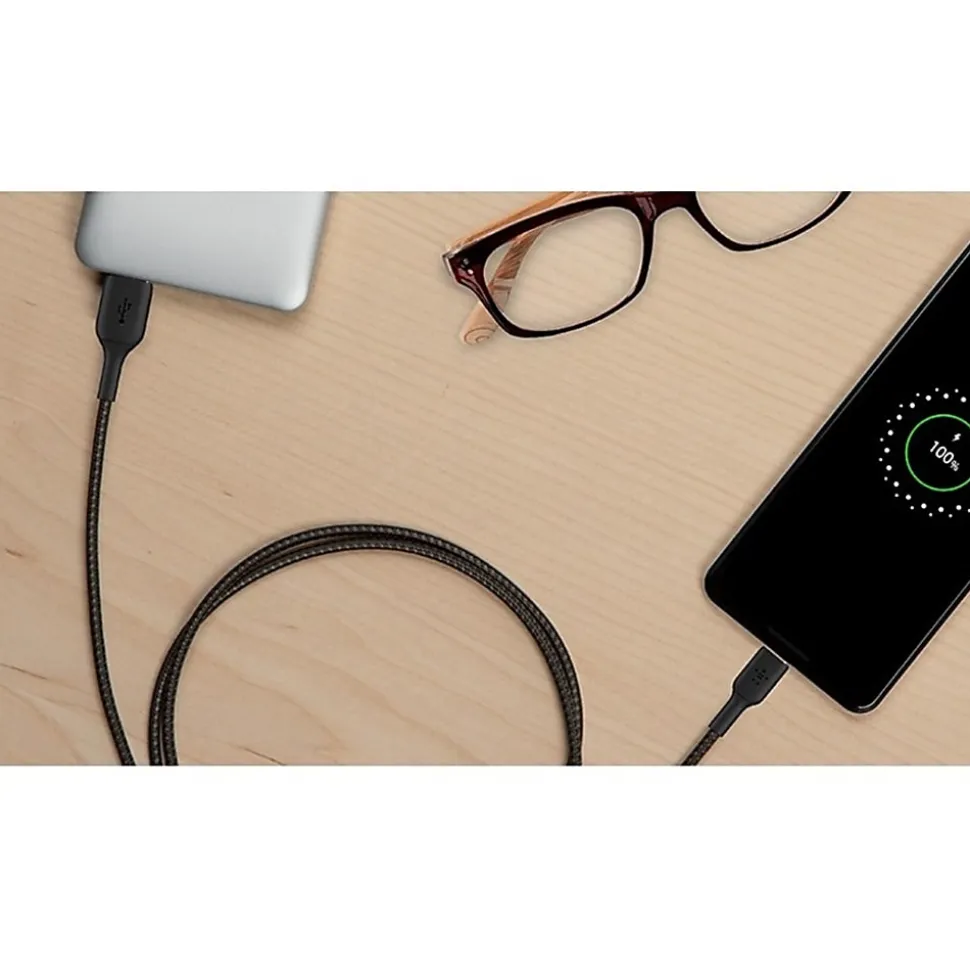 Belkin BoostCharge Braided USB-A to USB-C Power Cable, 1M/ 3.3 Ft, Black