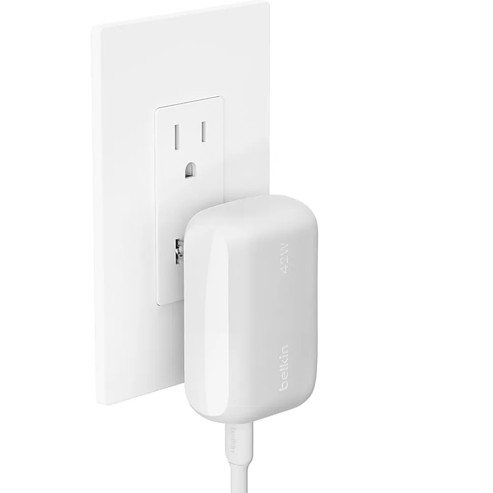 Belkin BoostCharge Dual Wall Charger, For Iphone/Samsung/Google, 42W, White, WCB009dqWH