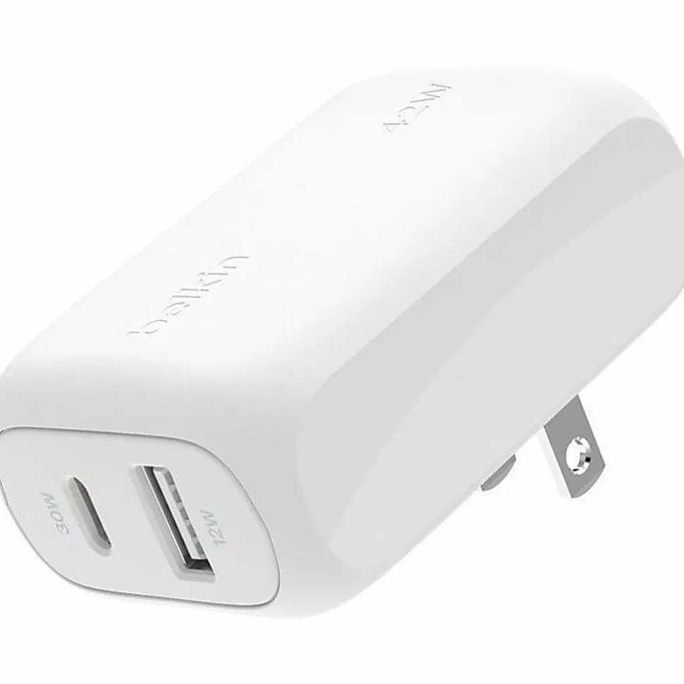 Belkin BoostCharge Dual Wall Charger, For Iphone/Samsung/Google, 42W, White, WCB009dqWH