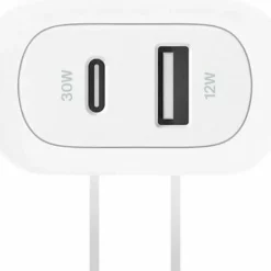 Belkin BoostCharge Dual Wall Charger, For Iphone/Samsung/Google, 42W, White, WCB009dqWH