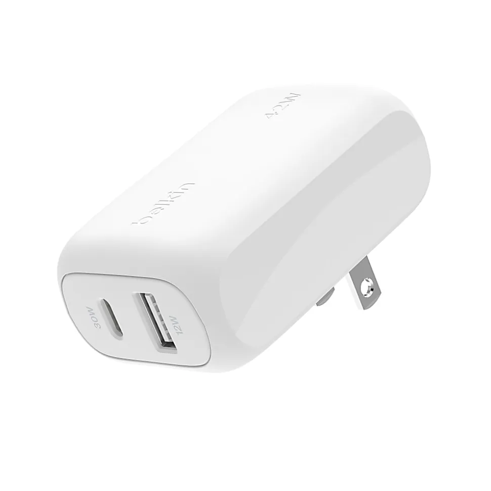 Belkin BoostCharge Dual Wall Charger, For Iphone/Samsung/Google, 42W, White, WCB009dqWH
