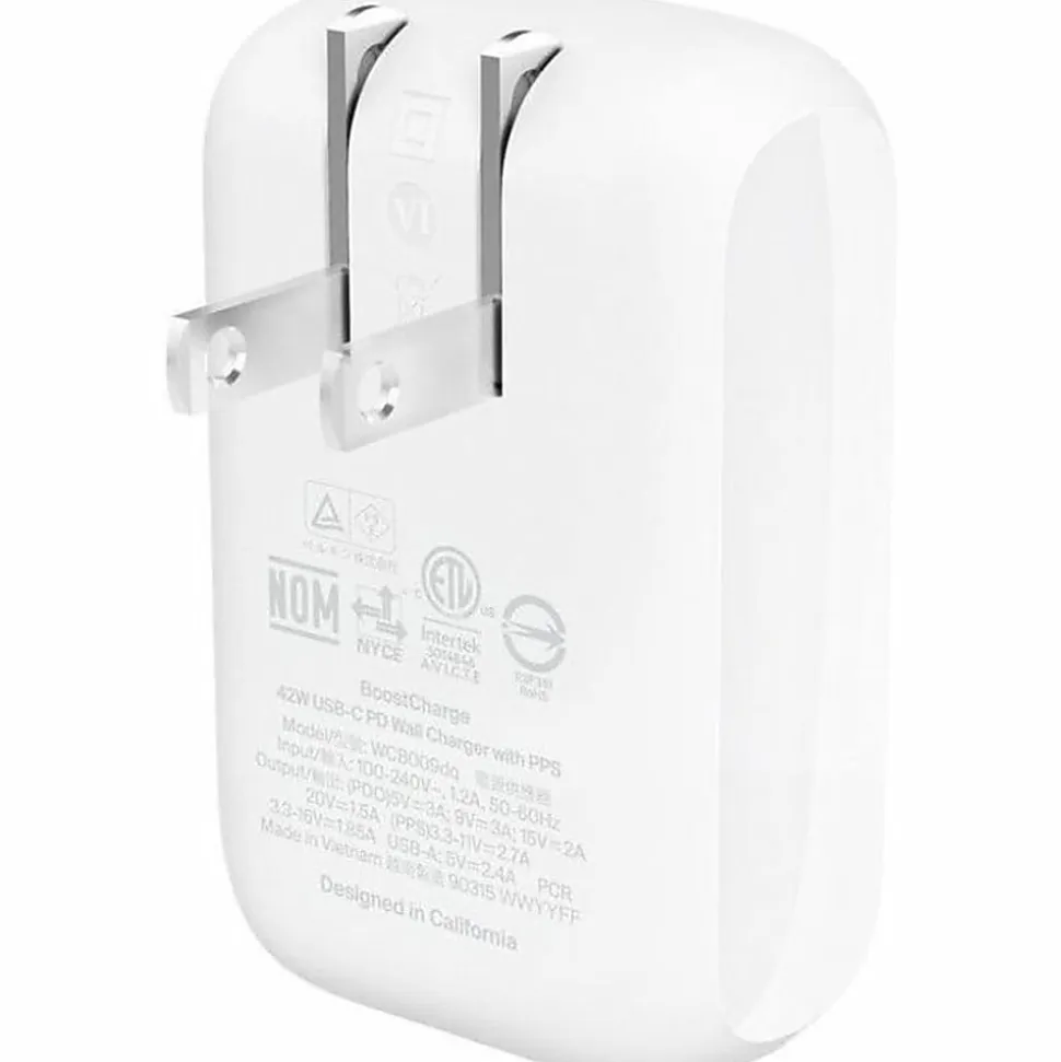 Belkin BoostCharge Dual Wall Charger, For Iphone/Samsung/Google, 42W, White, WCB009dqWH
