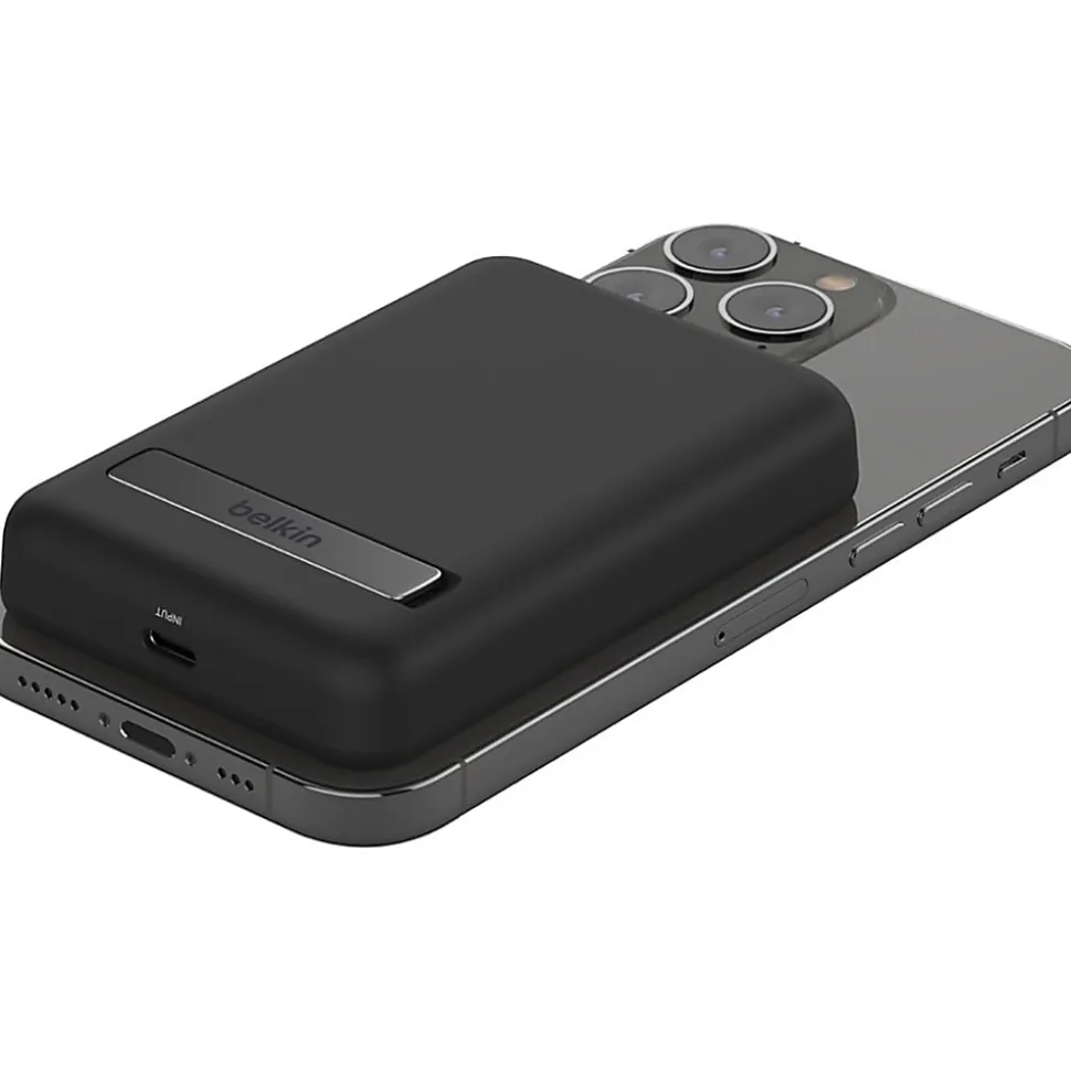 Belkin BoostCharge Magnetic Wireless Power Bank 5K + Stand - For iPhone 13 Pro, iPhone 12 - 5000 mAh - Black