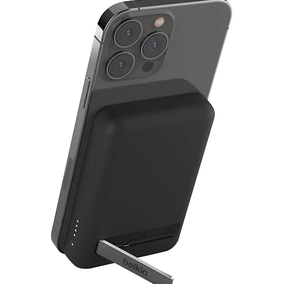 Belkin BoostCharge Magnetic Wireless Power Bank 5K + Stand - For iPhone 13 Pro, iPhone 12 - 5000 mAh - Black