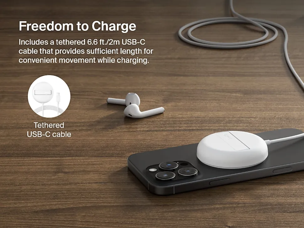Belkin BoostCharge Magnetic Wireless Charging Pad, White, WIA011TTWH