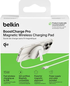 Belkin BoostCharge Magnetic Wireless Charging Pad, White, WIA011TTWH