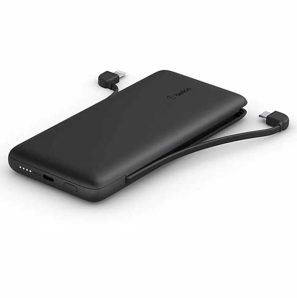 Belkin BoostCharge Plus 10K USB-C Power Bank with Integrated Cables - Black