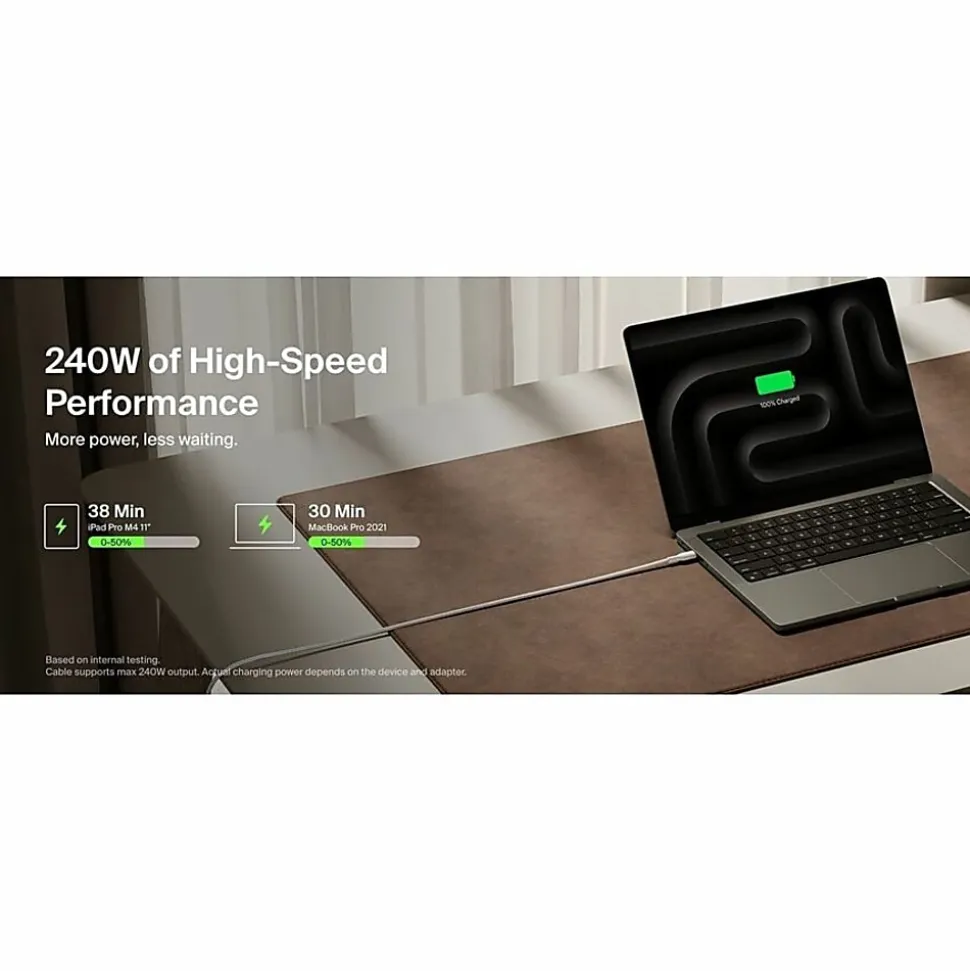 Belkin BoostCharge Pro Braided USB-C To USB-C 240W Charging Cable, Sand