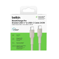 Belkin BoostCharge Pro Braided USB-C To USB-C 240W Charging Cable, Sand
