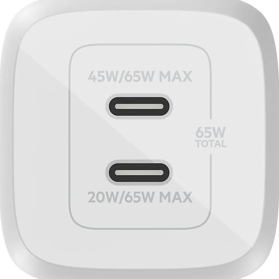 Belkin BoostCharge Pro Dual USB-C GaN Wall Charger with PPS 65W Laptop Chromebook Charging, Power Adapter, WCH013DQWH