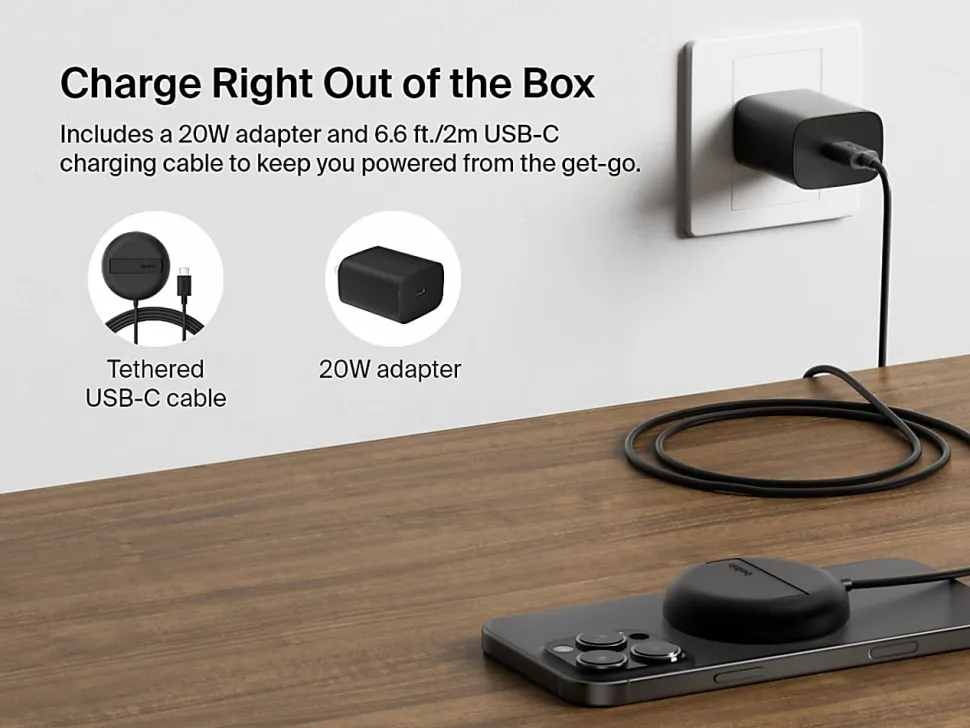 Belkin BoostCharge Pro Magnetic Wireless Charging Pad, Black, WIA011TTBK