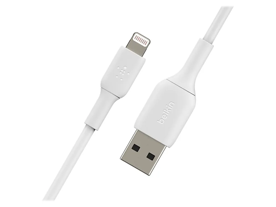 Belkin BoostCharge USB-A To Lightning PVC Cable 2-Pack, 1M/ 3.3 FT, White