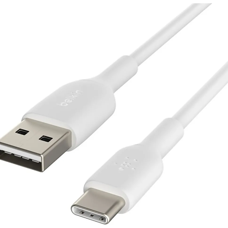 Belkin BoostCharge USB-C to USB-A Cable (1 meter/3.3 foot, White) - 3.28 ft USB/USB-C Data Transfer Cable - CAB001BT1MWH