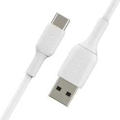 Belkin BoostCharge USB-C to USB-A Cable (1 meter/3.3 foot, White) - 3.28 ft USB/USB-C Data Transfer Cable - CAB001BT1MWH