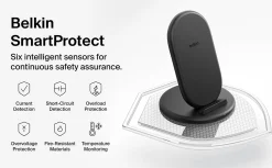 Belkin BoostCharge Wireless Charging Stand With 20W USB-C, Black, WIB006TTBK